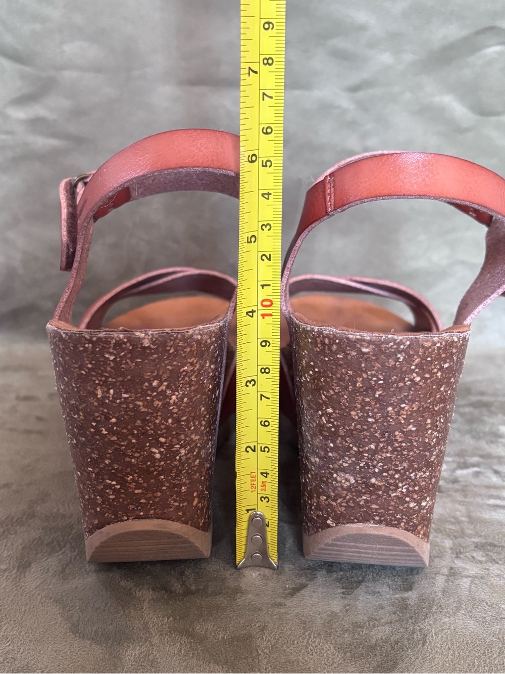 BJORNDAL Cognac Leather Strappy Cork Wedge Sandals Adjustable Ankle Straps SZ 7 - Picture 15 of 16